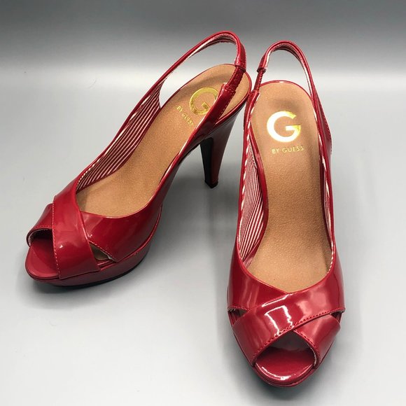 G by Guess Missie Red Leather Heels Size 7M - Picture 4 of 15